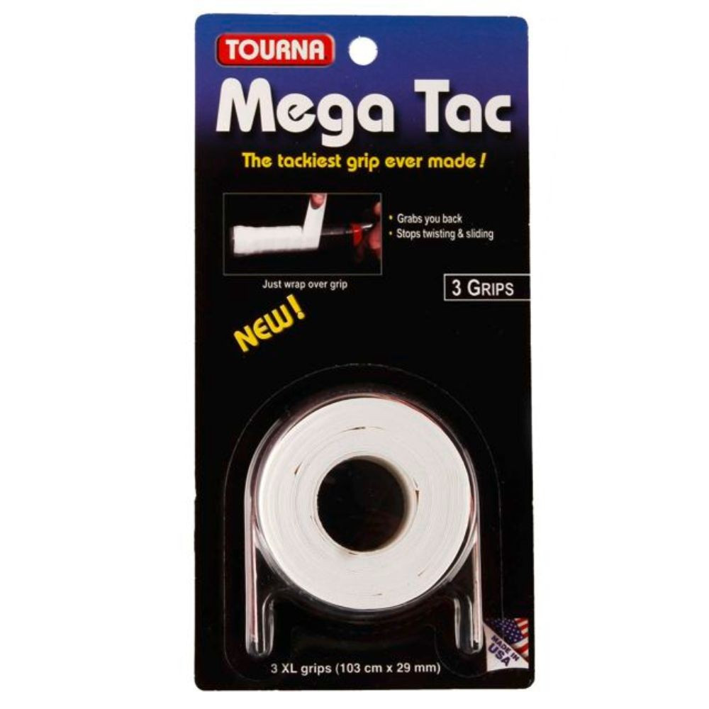 Tourna Mega Tac prekrivni grip bele barve trije kosi