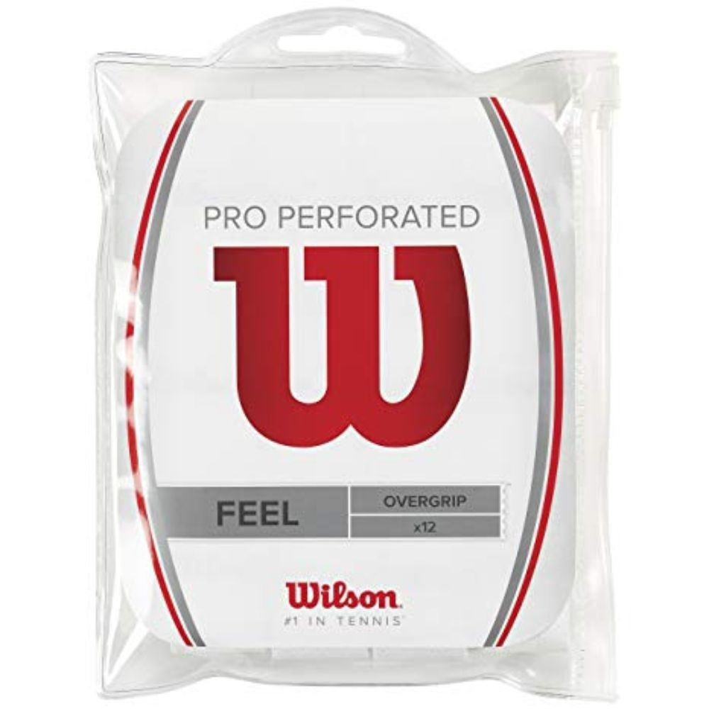 wilson pro overgrip perforiran prekrivni grip bele barve 12 kosov