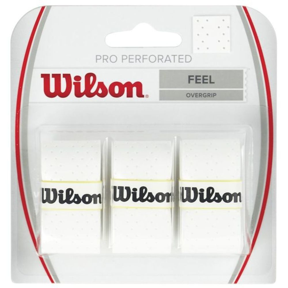 wilson pro overgrip perforiran prekrivni grip bele barve 3 kosi