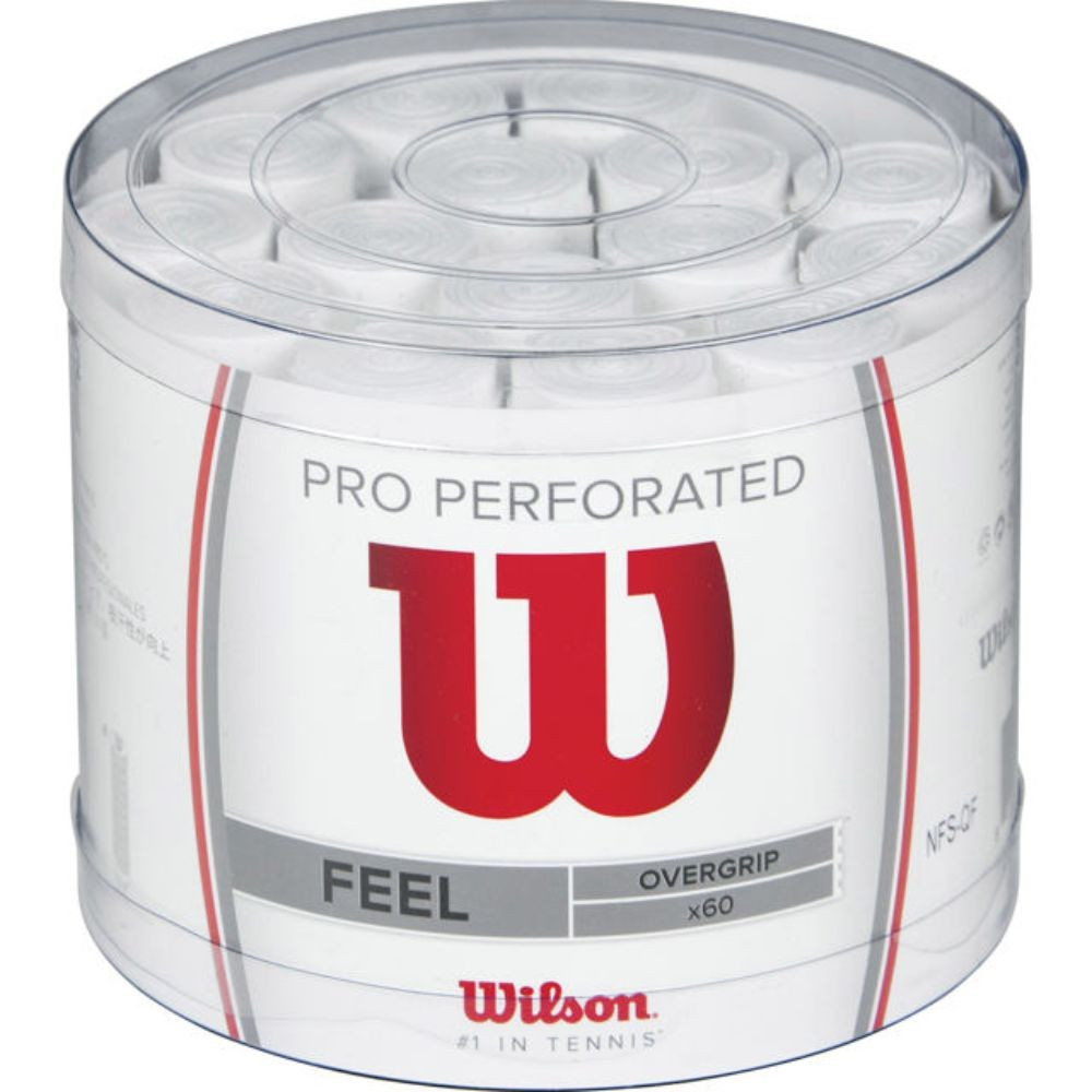 wilson pro overgrip perforiran prekrivni grip bele barve 60 kosov